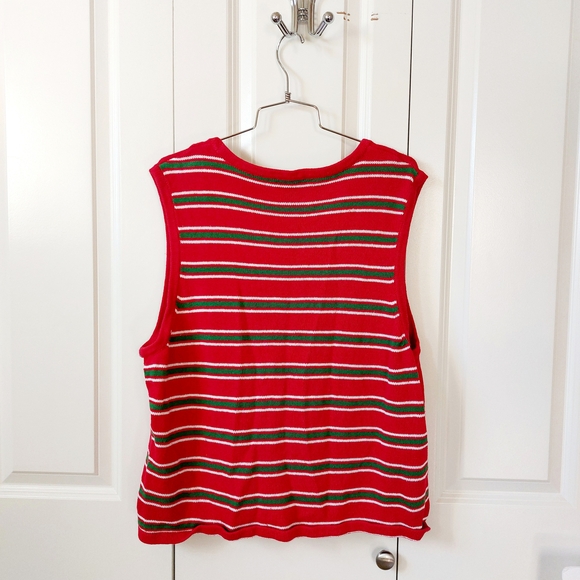 Ice Skating Snowman Christmas Candy Stripe Back Sweater Vest XL Westbound - Picture 2 of 5